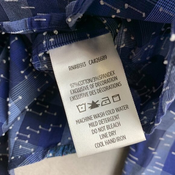Robert Graham Mens Shirt Large Blue Plaid Button Up Long Sleeve Tailored Stretch - Picture 4 of 7